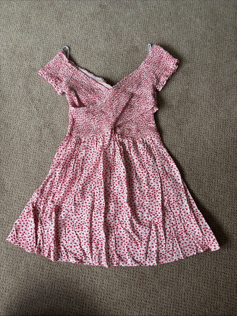 Lulu's Pink and Red Floral Smocked Bodice Dress